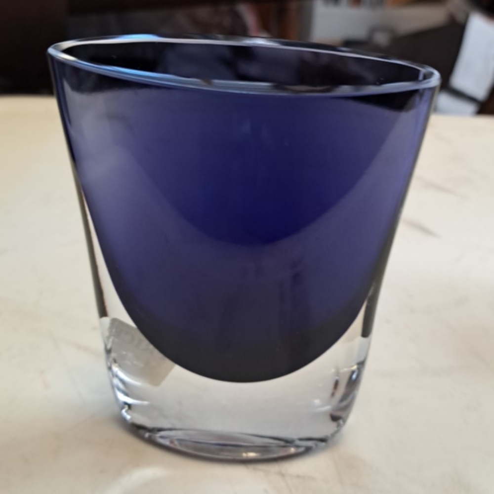 Blue oval pocket vase 4.75 LSA INT'L